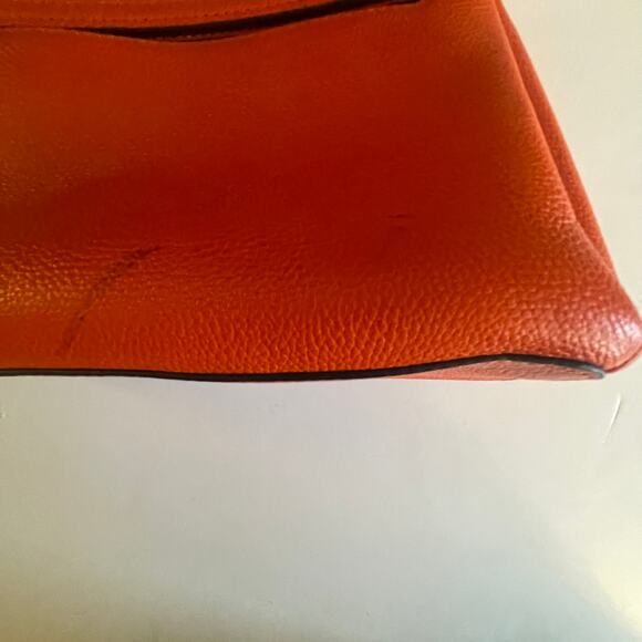 Michael Kors Addison Small Messenger Bag Womens Orange Pebbled Leather Purse - Picture 7 of 10